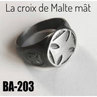 Ba-203, Bague La croix de Malte Mât, acier inoxidable