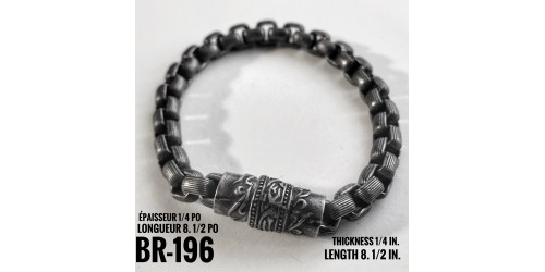Br-196, Bracelet tribal noirci mât « stainless steel »  