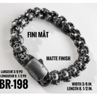 Br-198, Bracelet multiple Skull noirci  mât « stainless steel »  